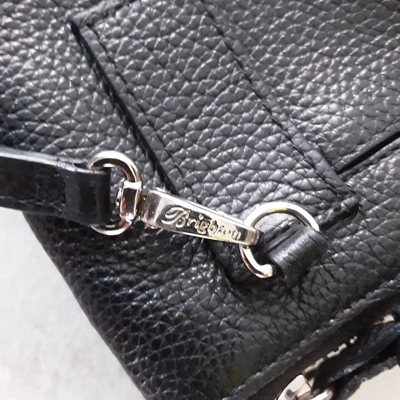 Brighton Interlok Convertible Belt Pouch, Black Leather Crossbody Bag Hand-Laced - Picture 10 of 13